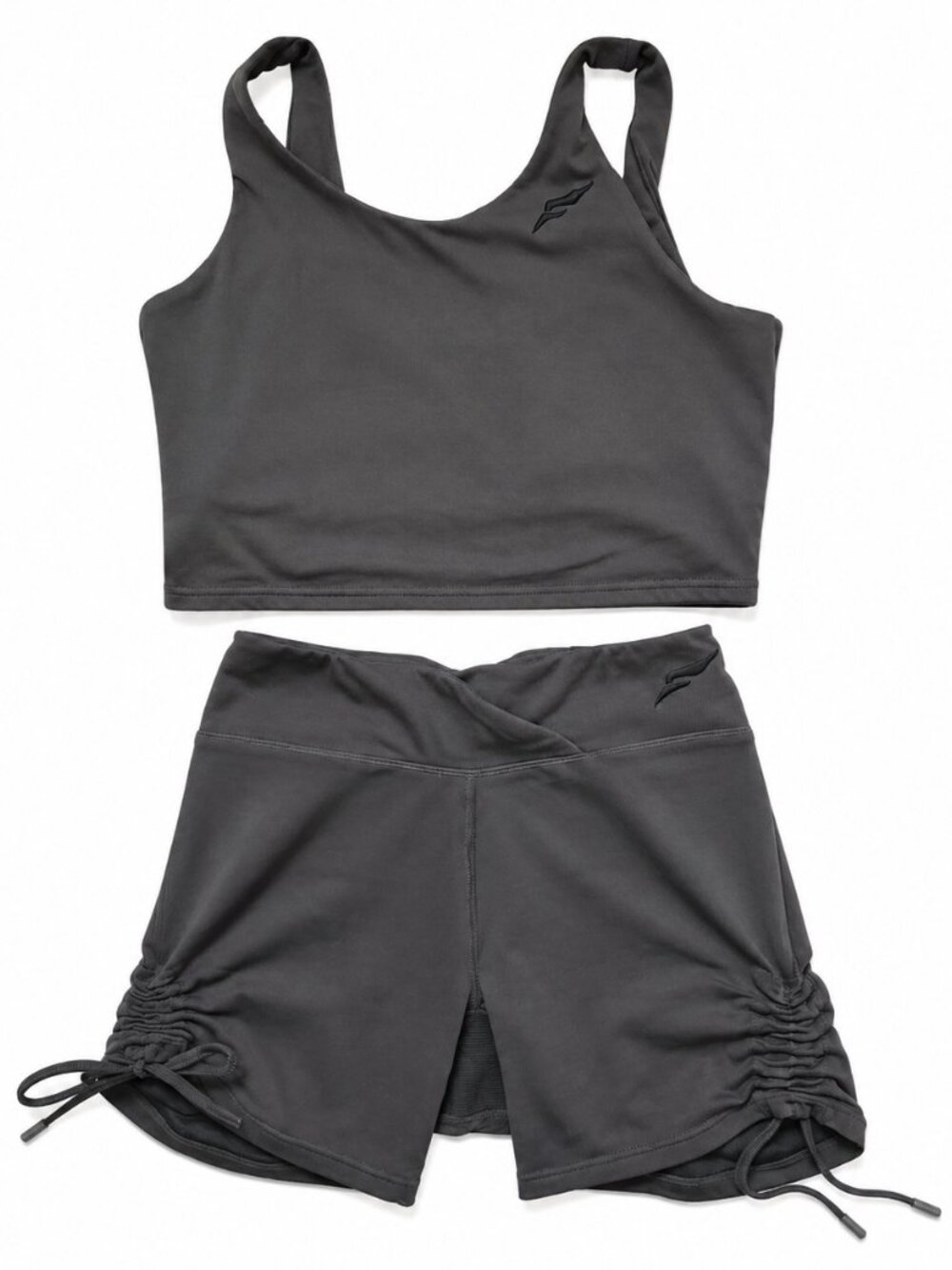 Flag Nor Fail Women's Ribbed Workout Set Sports Bra & Ruched Shorts Green Size S